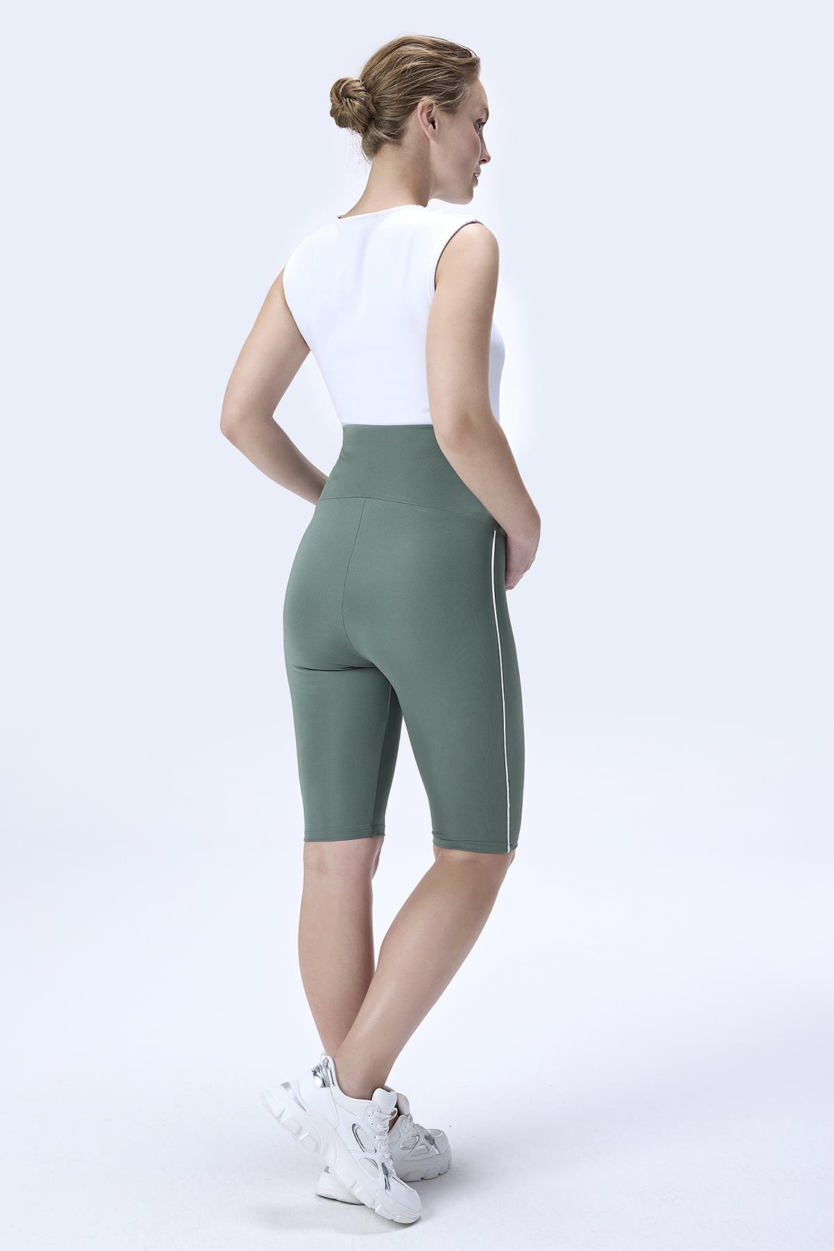 İmaj 357 Yeşil Renk Biyeli Toparlayıcı ve Extra Esnek Etkili Yüksek Bel Hamile Tayt