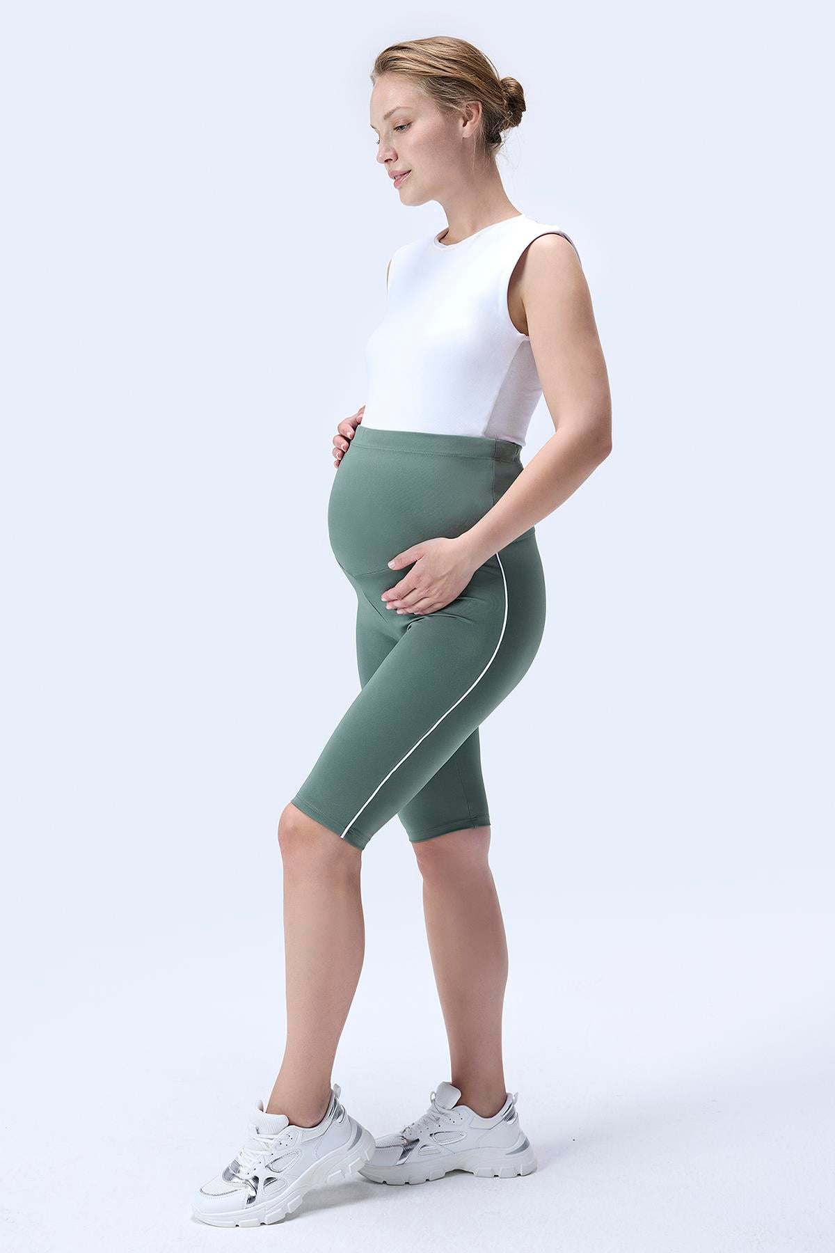 İmaj 357 Yeşil Renk Biyeli Toparlayıcı ve Extra Esnek Etkili Yüksek Bel Hamile Tayt