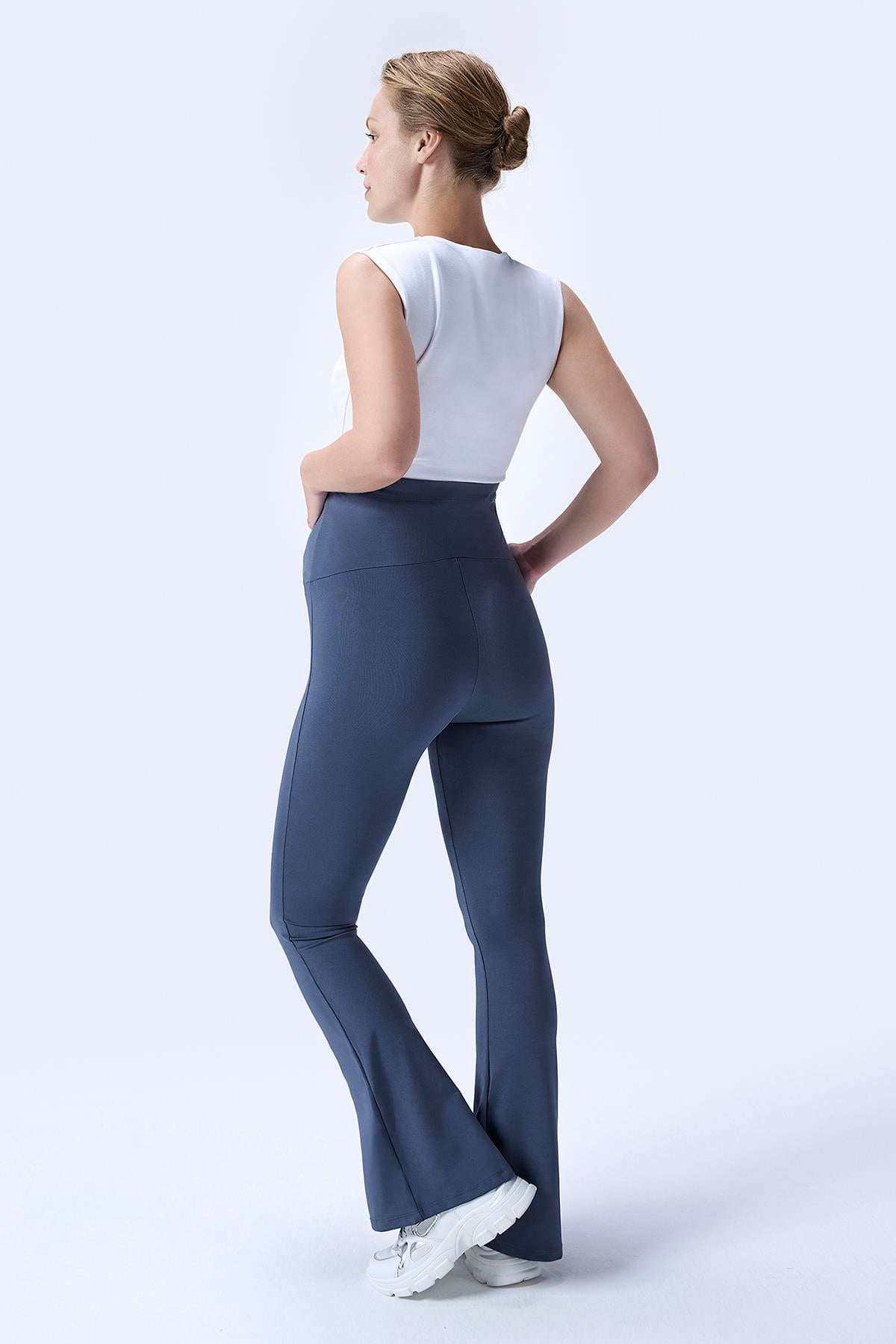 İmaj 436 Gri Renk Toparlayıcı ve Extra Esnek Etkili Yüksek Bel İspanyol Paça Hamile Tayt