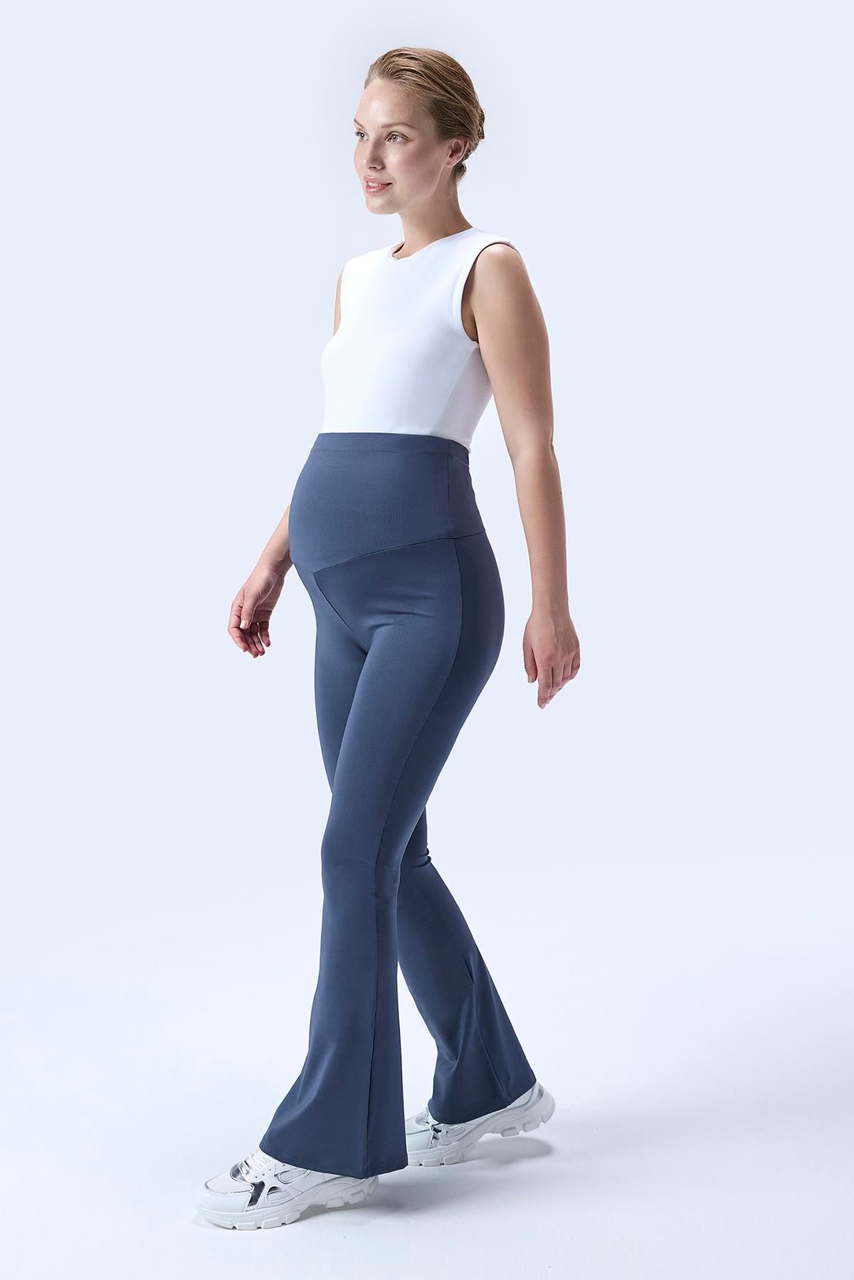 İmaj 436 Gri Renk Toparlayıcı ve Extra Esnek Etkili Yüksek Bel İspanyol Paça Hamile Tayt