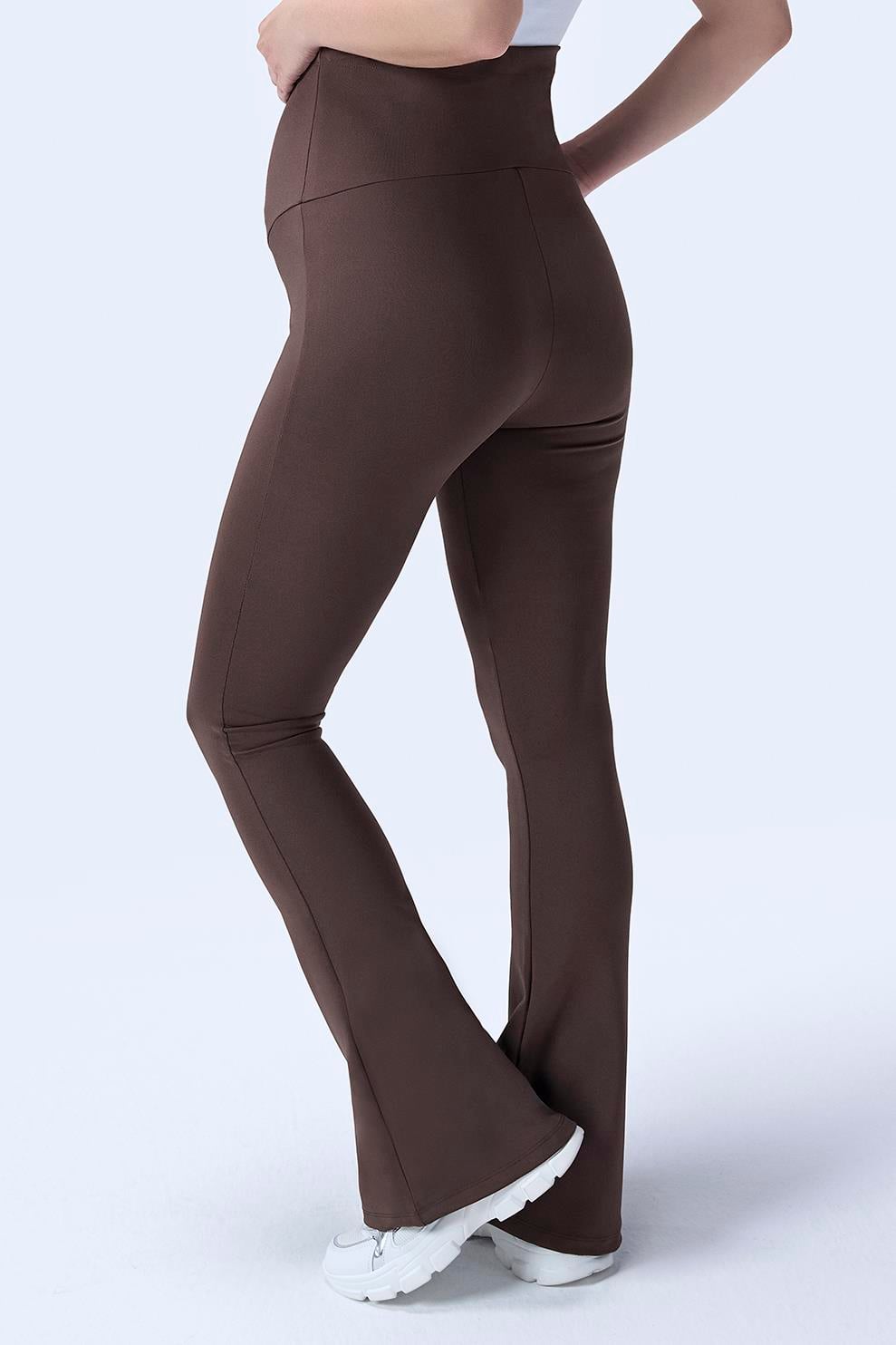 İmaj 436 Kahverengi Renk Toparlayıcı ve Extra Esnek Etkili Yüksek Bel İspanyol Paça Hamile Tayt