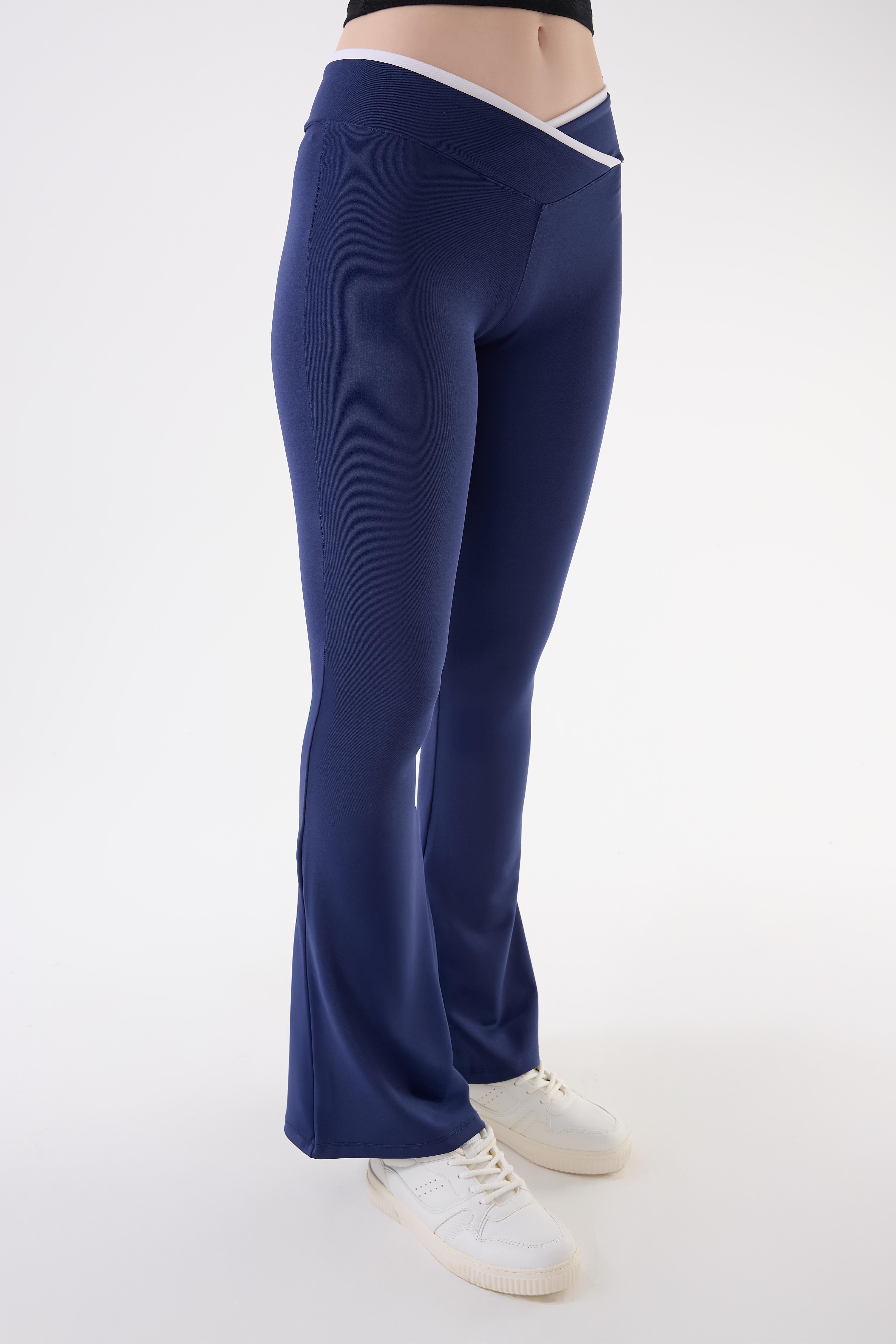 İmaj 486 Lacivert Renk Toparlayıcı ve Extra Esnek Etkili Normal Bel İspanyol Paça Tayt