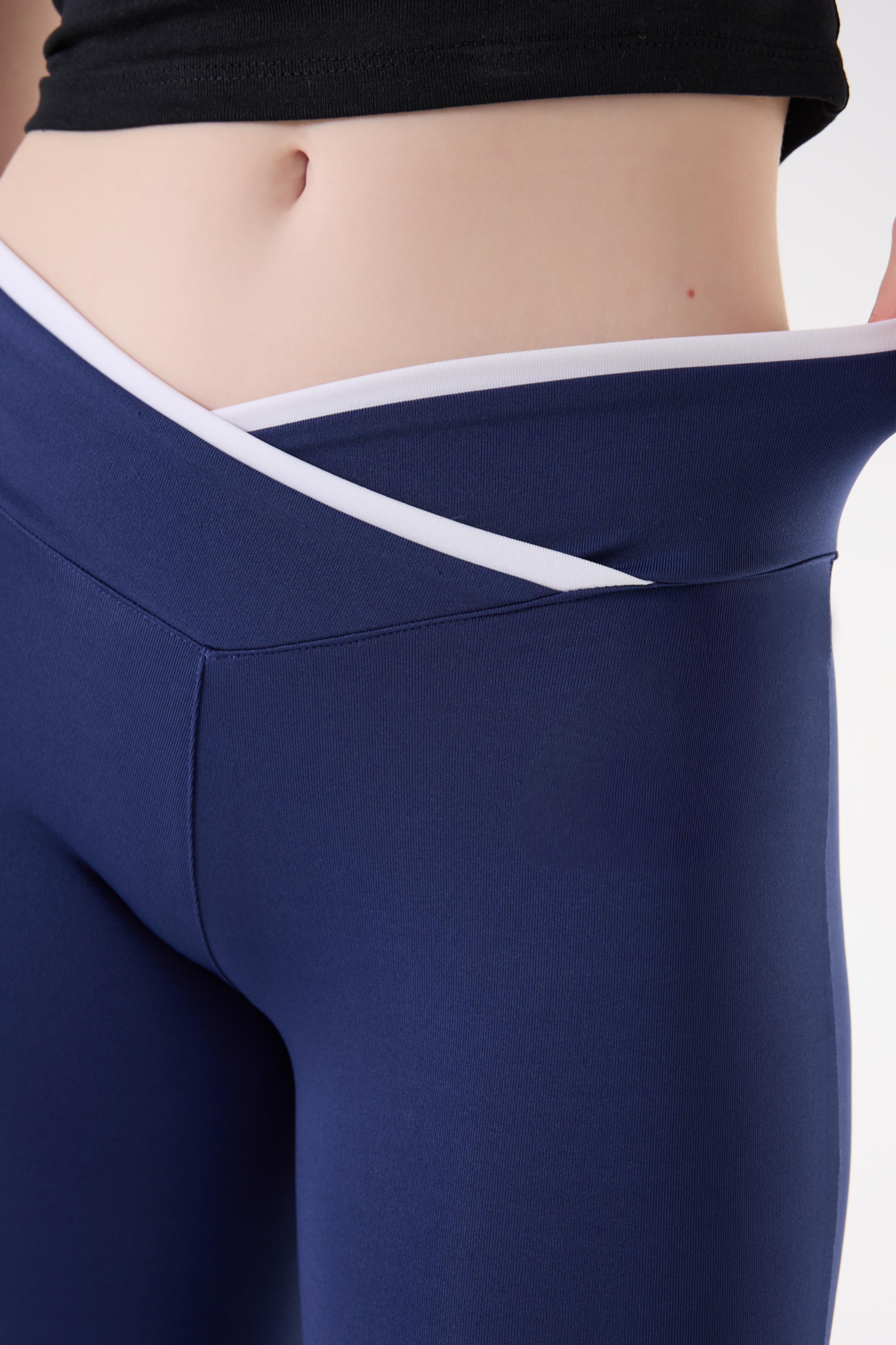 İmaj 486 Lacivert Renk Toparlayıcı ve Extra Esnek Etkili Normal Bel İspanyol Paça Tayt