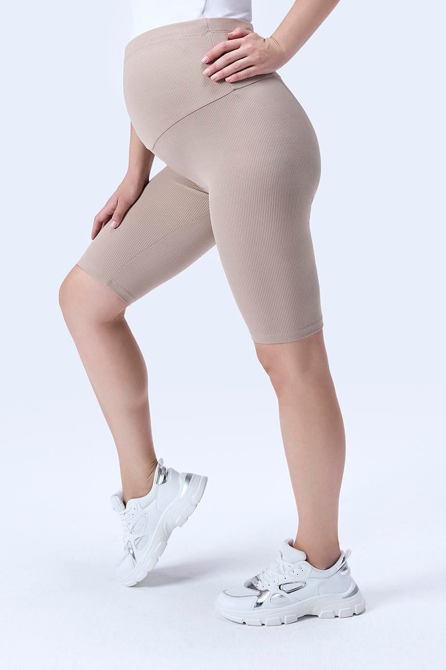 İmaj 364 Bej Renk Fitilli Toparlayıcı ve Extra Esnek Etkili Yüksek Bel Hamile Tayt