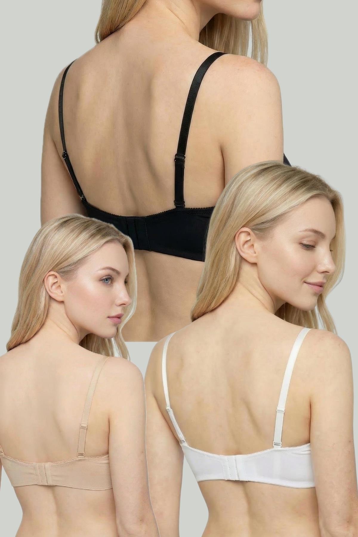 İmaj 286 Ekru Siyah Ten Renk 3lü Seamless Dikişsiz Hamile ve Emzirme Sütyeni