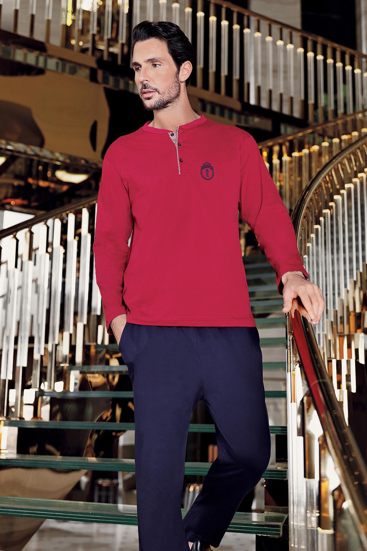 İmaj 8400 Bordo Renk 4 lü Erkek Pijama Takımı