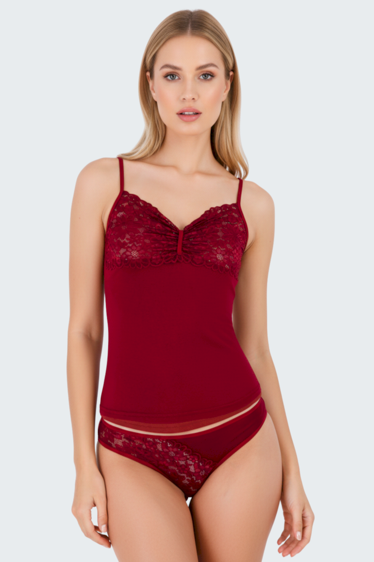 Luw 8610 Bordo Renk 2li Atlet Dantelli Takım