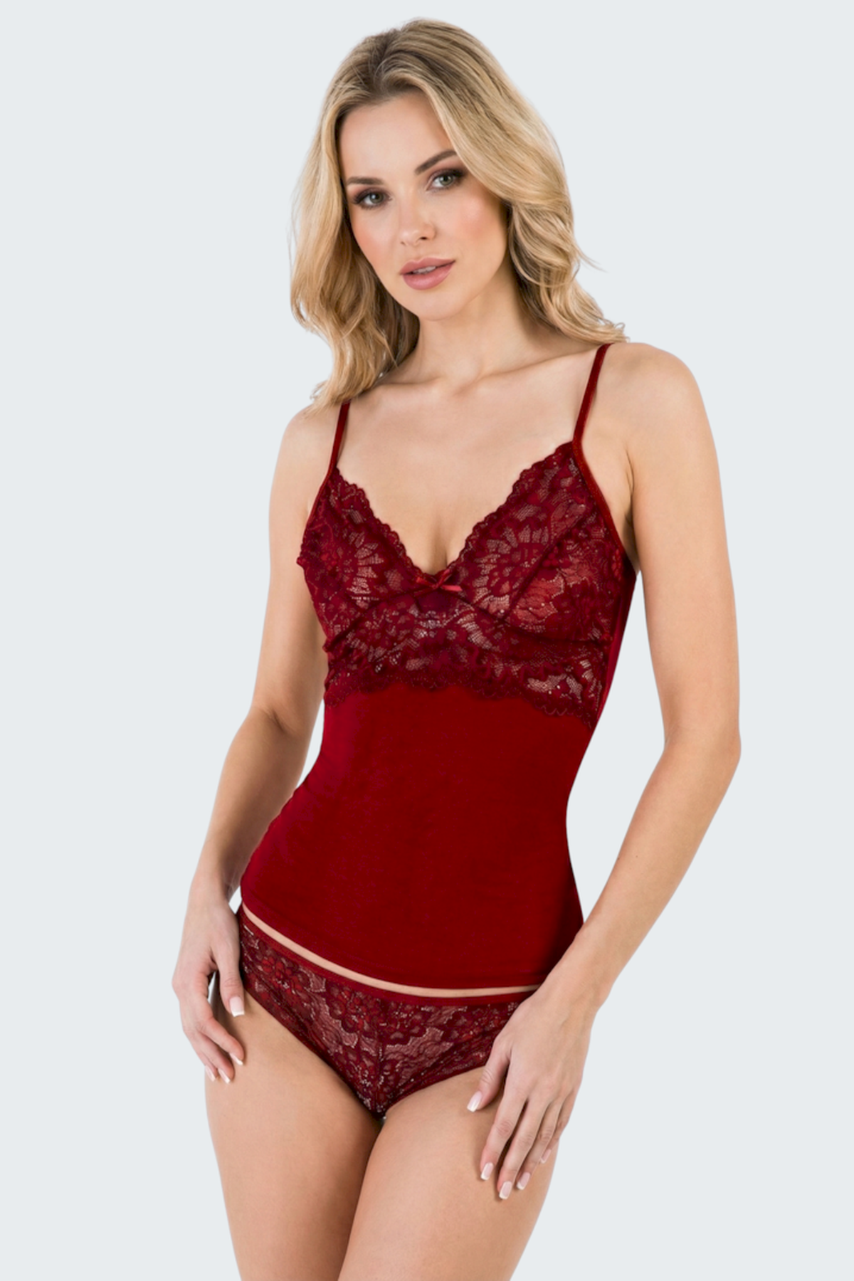 Luw 8630 Bordo Renk 2li Atlet Dantelli Takım