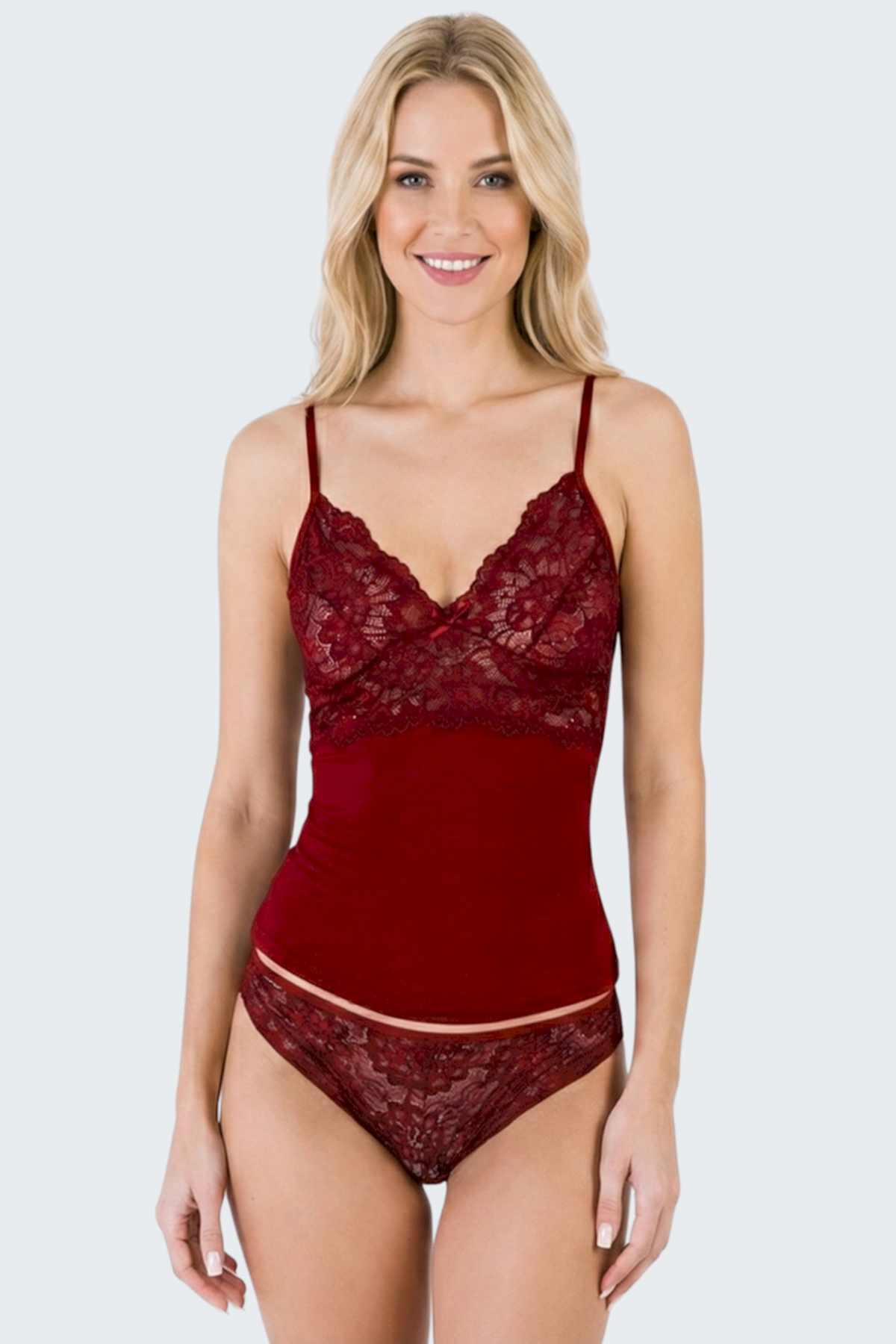 Luw 8630 Bordo Renk 2li Atlet Dantelli Takım