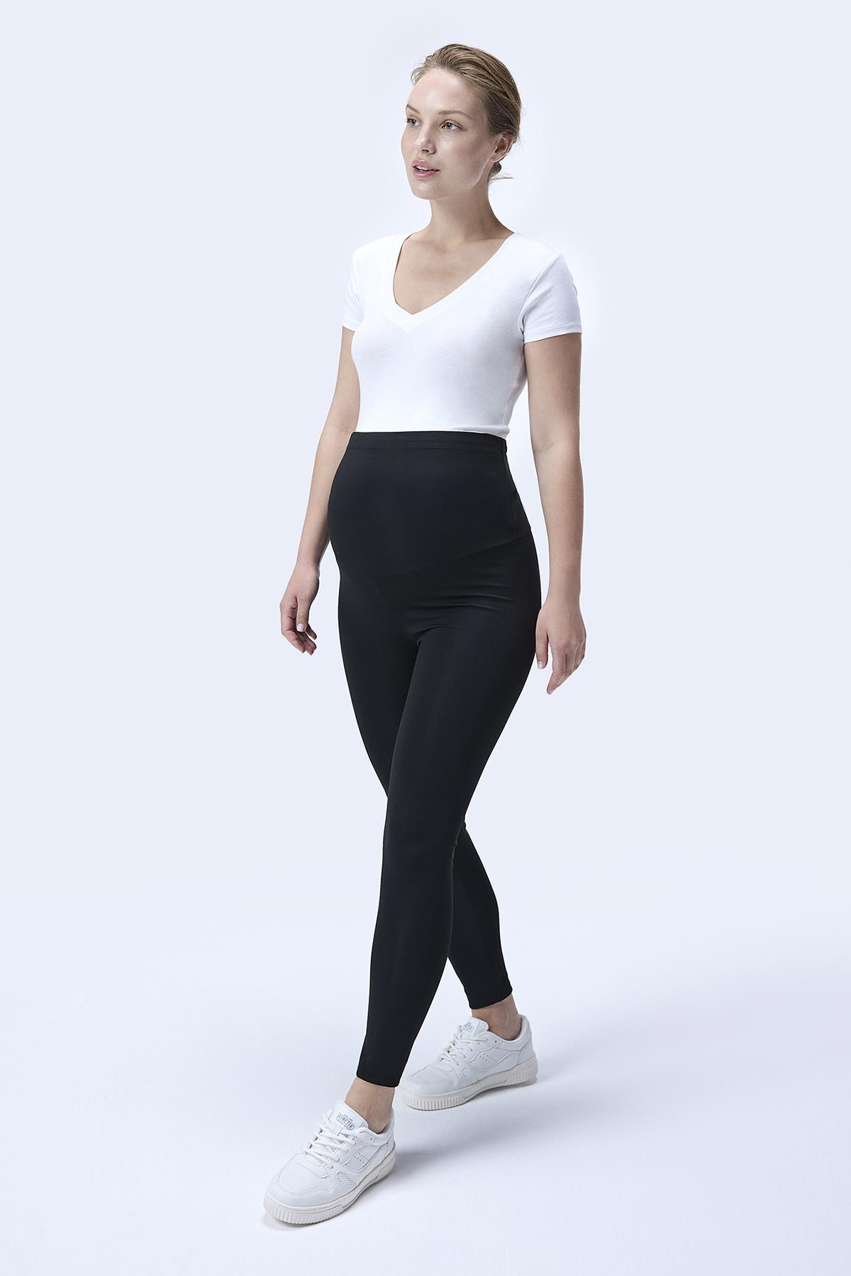 İmaj 585 Siyah Renk Termal Şardonlu Sıcak Tutan Extra Esnek Etkili Yüksek Ayarlanabilir Bel Hamile Tayt