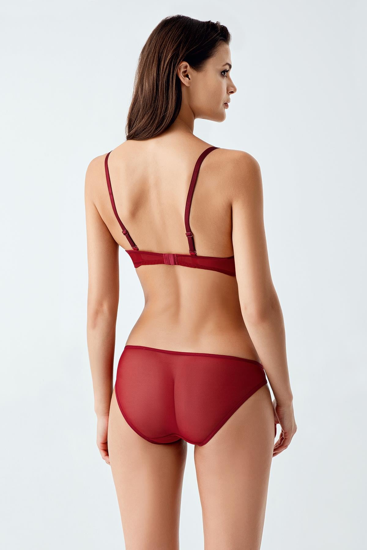 Luw 6125 Bordo Renk Boş Kap Sütyen Külot 2li Takım