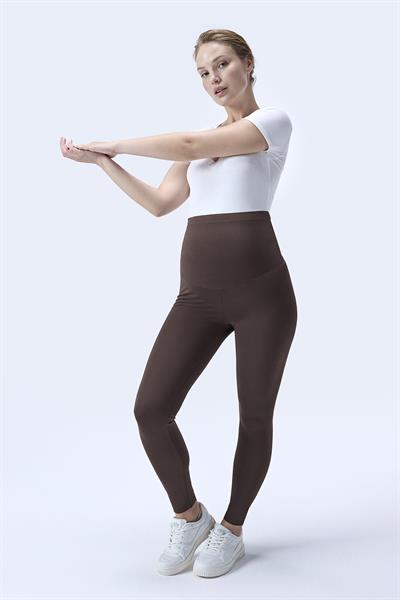 İmaj 714 Kahverengi Renk Extra Yumuşak Dokulu, Toparlayıcı ve  Esnek Etkili Yüksek Bel Hamile Tayt