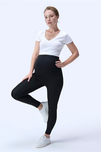 İmaj 714 Siyah Renk Extra Yumuşak Dokulu, Toparlayıcı ve  Esnek Etkili Yüksek Bel Hamile Tayt