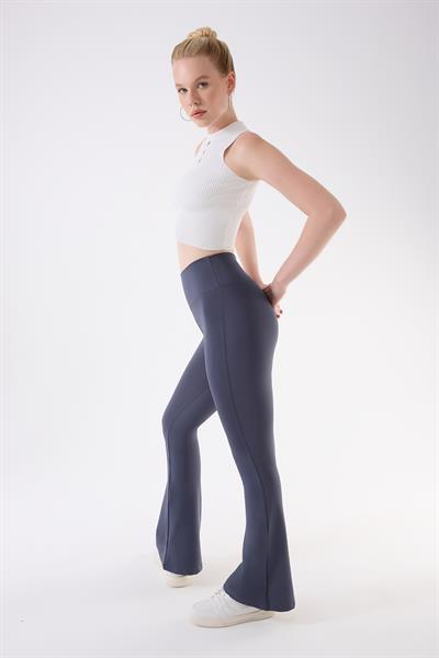 İmaj 717 Gri Renk  Ekstra Yumuşak Dokulu, Toparlayıcı ve Esnek Etkili Yüksek Bel İspanyol Paça Tayt