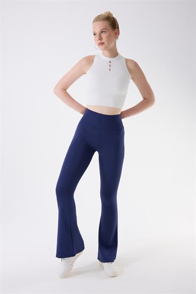 İmaj 717 Lacivert Renk  Ekstra Yumuşak Dokulu, Toparlayıcı ve Esnek Etkili Yüksek Bel İspanyol Paça Tayt