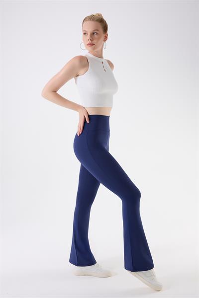 İmaj 717 Lacivert Renk  Ekstra Yumuşak Dokulu, Toparlayıcı ve Esnek Etkili Yüksek Bel İspanyol Paça Tayt