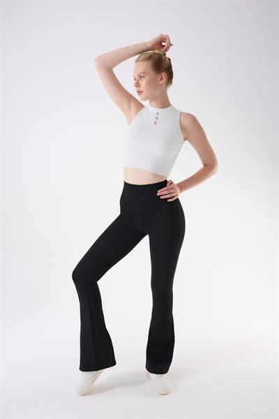 İmaj 717 Siyah Renk  Ekstra Yumuşak Dokulu, Toparlayıcı ve Esnek Etkili Yüksek Bel İspanyol Paça Tayt