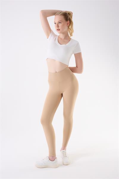 İmaj 706 Bej Renk Ekstra Yumuşak Dokulu, Toparlayıcı ve Esnek Etkili Yüksek Bel Tayt