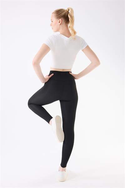 İmaj 706 Siyah Renk Ekstra Yumuşak Dokulu, Toparlayıcı ve Esnek Etkili Yüksek Bel Tayt