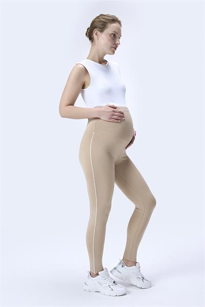 İmaj 356 Bej Renk Biyeli Toparlayıcı ve Extra Esnek Etkili Yüksek Bel Hamile Tayt