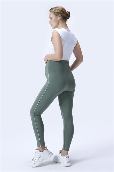 İmaj 356 Yeşil Renk Biyeli Toparlayıcı ve Extra Esnek Etkili Yüksek Bel Hamile Tayt