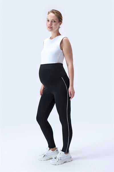 İmaj 356 Siyah Renk Biyeli Toparlayıcı ve Extra Esnek Etkili Yüksek Bel Hamile Tayt