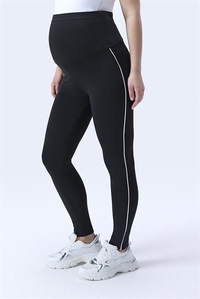 İmaj 356 Siyah Renk Biyeli Toparlayıcı ve Extra Esnek Etkili Yüksek Bel Hamile Tayt