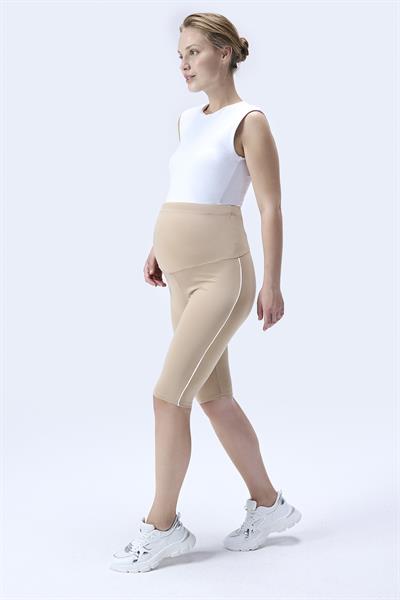 İmaj 357 Bej Renk Biyeli Toparlayıcı ve Extra Esnek Etkili Yüksek Bel Hamile Tayt