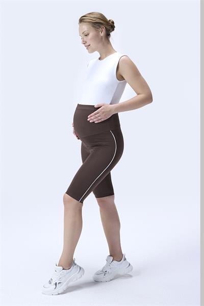 İmaj 357 Kahverengi Renk Biyeli Toparlayıcı ve Extra Esnek Etkili Yüksek Bel Hamile Tayt