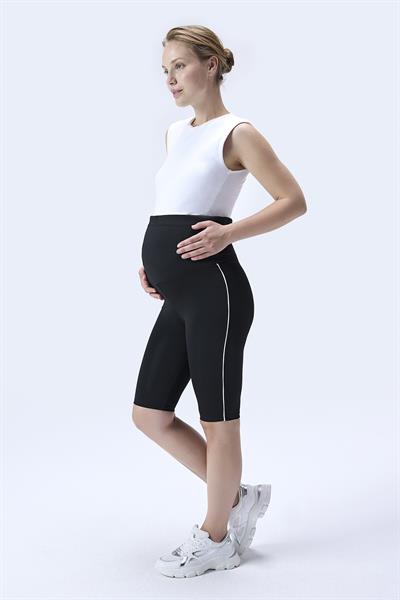 İmaj 357 Siyah Renk Biyeli Toparlayıcı ve Extra Esnek Etkili Yüksek Bel Hamile Tayt