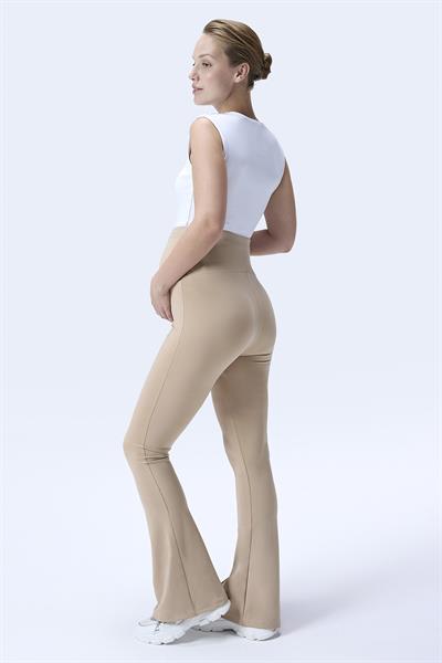 İmaj 436 Bej Renk Toparlayıcı ve Extra Esnek Etkili Yüksek Bel İspanyol Paça Hamile Tayt