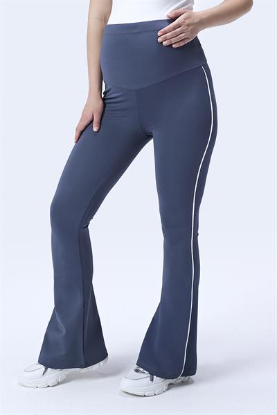 İmaj 437 Gri Renk Biyeli Toparlayıcı ve Extra Esnek Etkili Yüksek Bel İspanyol Paça Hamile Tayt