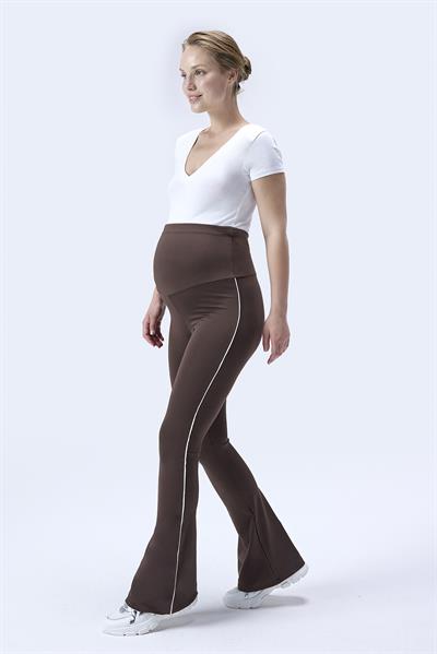 İmaj 437 Kahverengi Renk Biyeli Toparlayıcı ve Extra Esnek Etkili Yüksek Bel İspanyol Paça Hamile Tayt