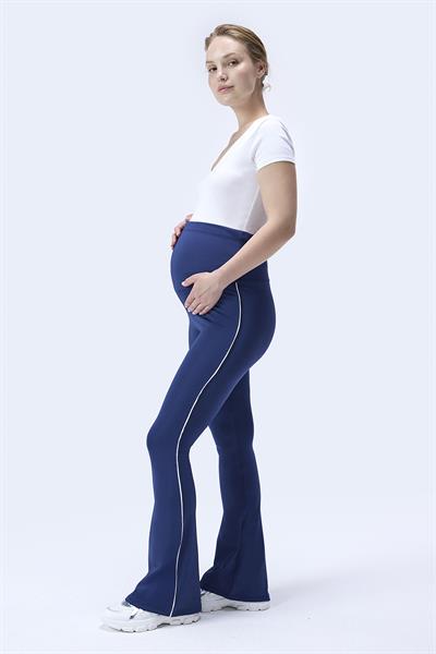 İmaj 437 Lacivert Renk Biyeli Toparlayıcı ve Extra Esnek Etkili Yüksek Bel İspanyol Paça Hamile Tayt