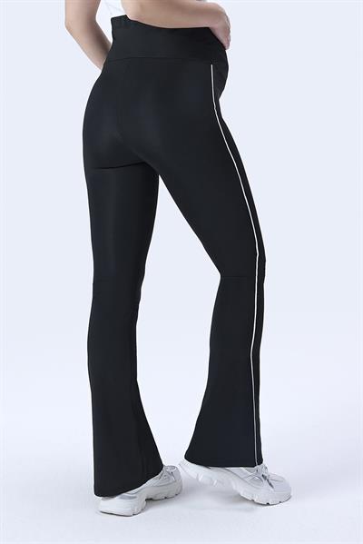 İmaj 437 Siyah Renk Biyeli Toparlayıcı ve Extra Esnek Etkili Yüksek Bel İspanyol Paça Hamile Tayt