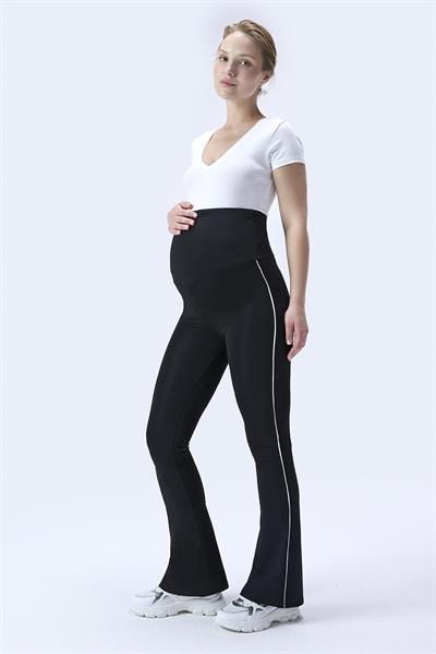 İmaj 437 Siyah Renk Biyeli Toparlayıcı ve Extra Esnek Etkili Yüksek Bel İspanyol Paça Hamile Tayt