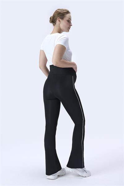 İmaj 437 Siyah Renk Biyeli Toparlayıcı ve Extra Esnek Etkili Yüksek Bel İspanyol Paça Hamile Tayt