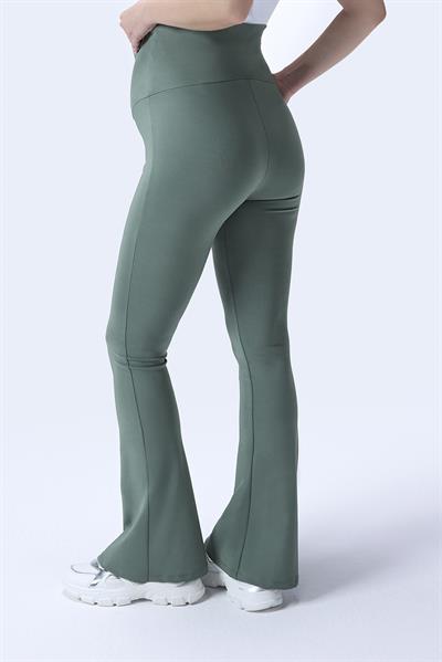 İmaj 436 Yeşil Renk Toparlayıcı ve Extra Esnek Etkili Yüksek Bel İspanyol Paça Hamile Tayt