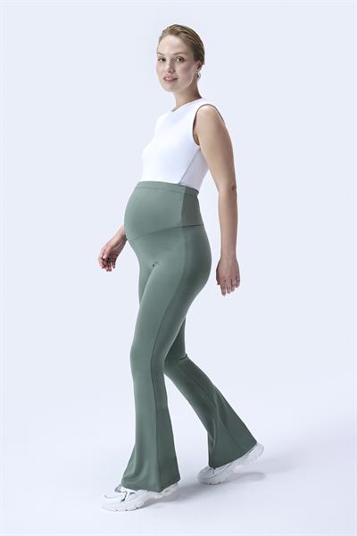İmaj 436 Yeşil Renk Toparlayıcı ve Extra Esnek Etkili Yüksek Bel İspanyol Paça Hamile Tayt