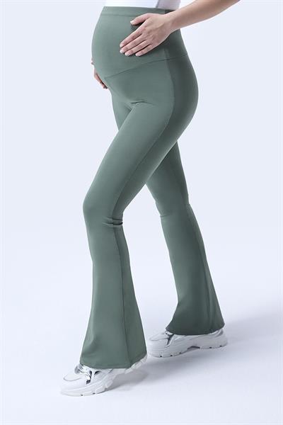 İmaj 436 Yeşil Renk Toparlayıcı ve Extra Esnek Etkili Yüksek Bel İspanyol Paça Hamile Tayt