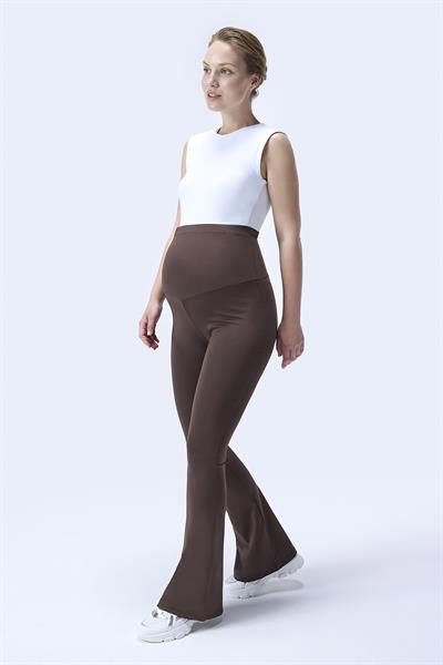 İmaj 436 Kahverengi Renk Toparlayıcı ve Extra Esnek Etkili Yüksek Bel İspanyol Paça Hamile Tayt