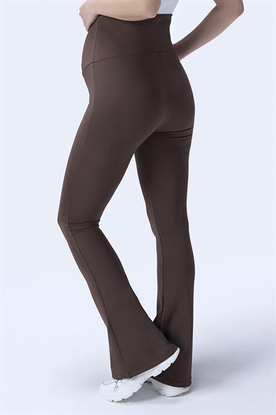 İmaj 436 Kahverengi Renk Toparlayıcı ve Extra Esnek Etkili Yüksek Bel İspanyol Paça Hamile Tayt