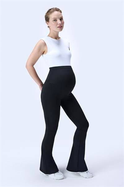 İmaj 436 Siyah Renk Toparlayıcı ve Extra Esnek Etkili Yüksek Bel İspanyol Paça Hamile Tayt