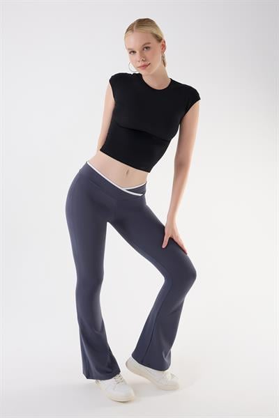 İmaj 486 Gri Renk Toparlayıcı ve Extra Esnek Etkili Normal Bel İspanyol Paça Tayt