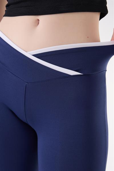 İmaj 486 Lacivert Renk Toparlayıcı ve Extra Esnek Etkili Normal Bel İspanyol Paça Tayt