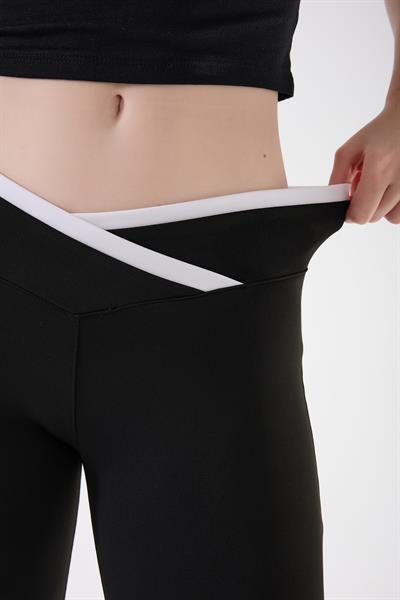 İmaj 486 Siyah Renk Toparlayıcı ve Extra Esnek Etkili Normal Bel İspanyol Paça Tayt