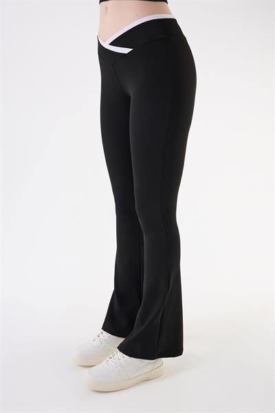 İmaj 486 Siyah Renk Toparlayıcı ve Extra Esnek Etkili Normal Bel İspanyol Paça Tayt