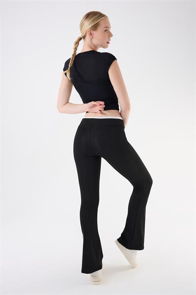 İmaj 486 Siyah Renk Toparlayıcı ve Extra Esnek Etkili Normal Bel İspanyol Paça Tayt