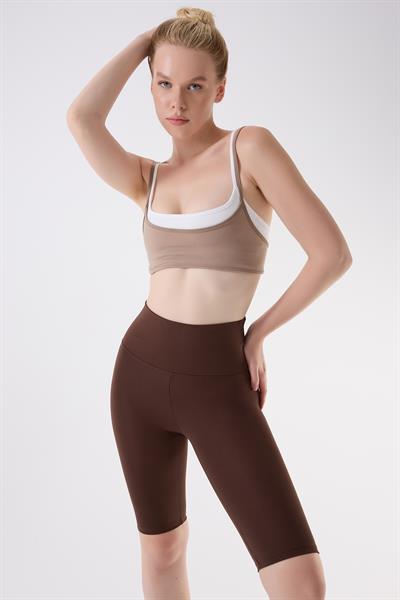 İmaj 425 Kahverengi Renk Toparlayıcı ve Extra Esnek Etkili Yüksek  Bel Tayt