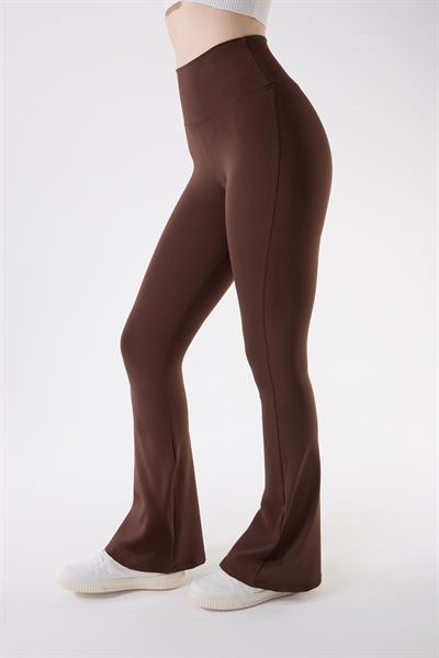 İmaj 434 Kahverengi Renk Toparlayıcı ve Extra Esnek Etkili Yüksek Bel İspanyol Paça Tayt